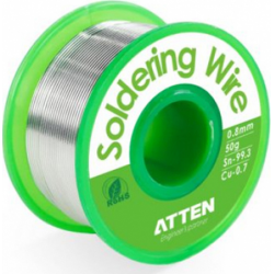 ATTEN Soldering Wire Green 0.8-50 κόλληση RoHS για ηλεκτρικό κολλητήρι και αερίου 0.8mm 50gr Sn99.3 Cu0.7 χειροτεχνίες μοντελισμό